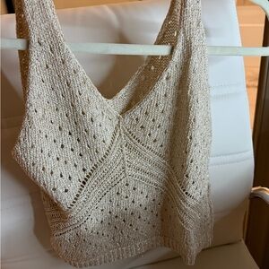 Beige Knit Sleeveless Top